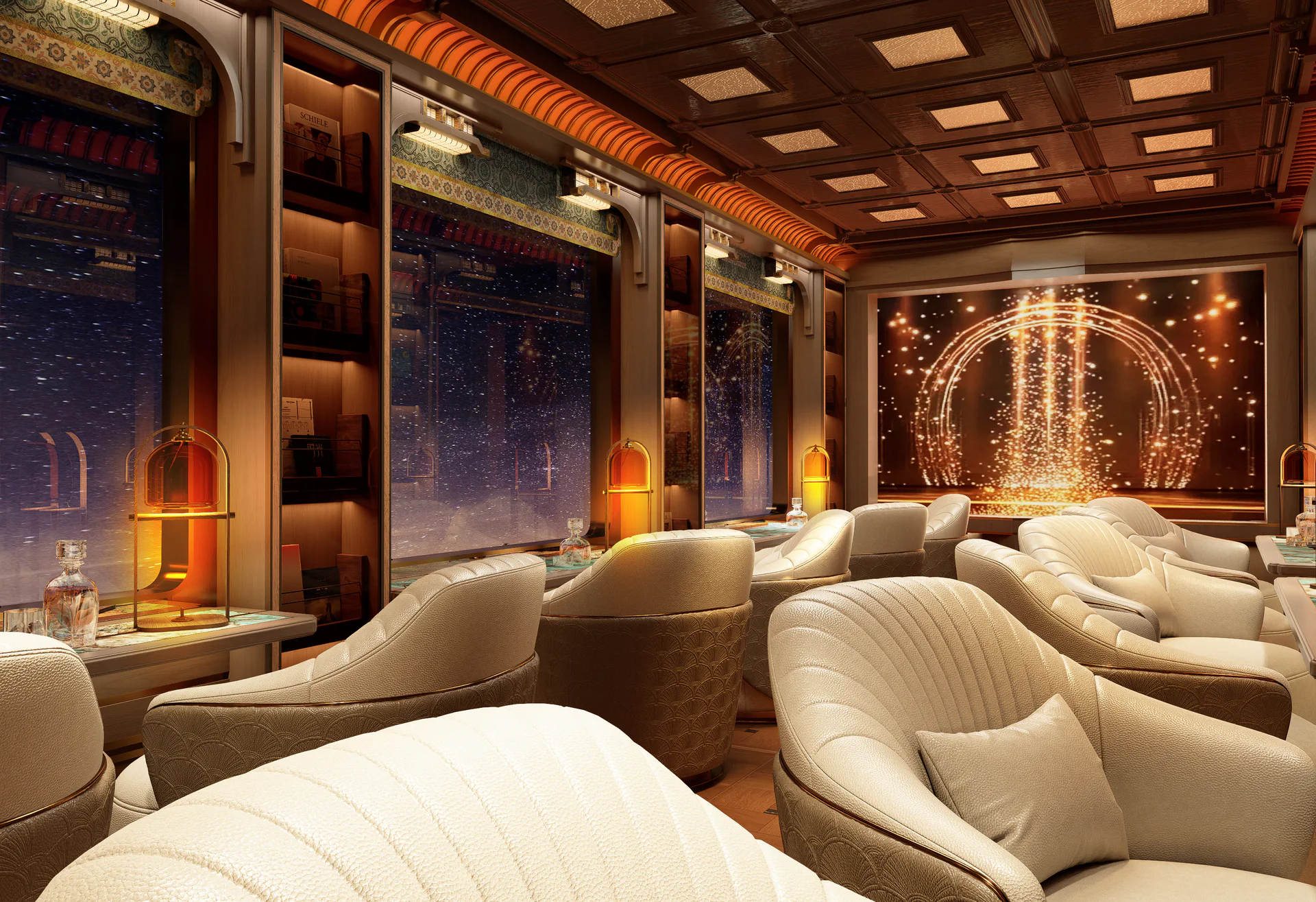 锦绣东方号云阙观景车夜间影院场景